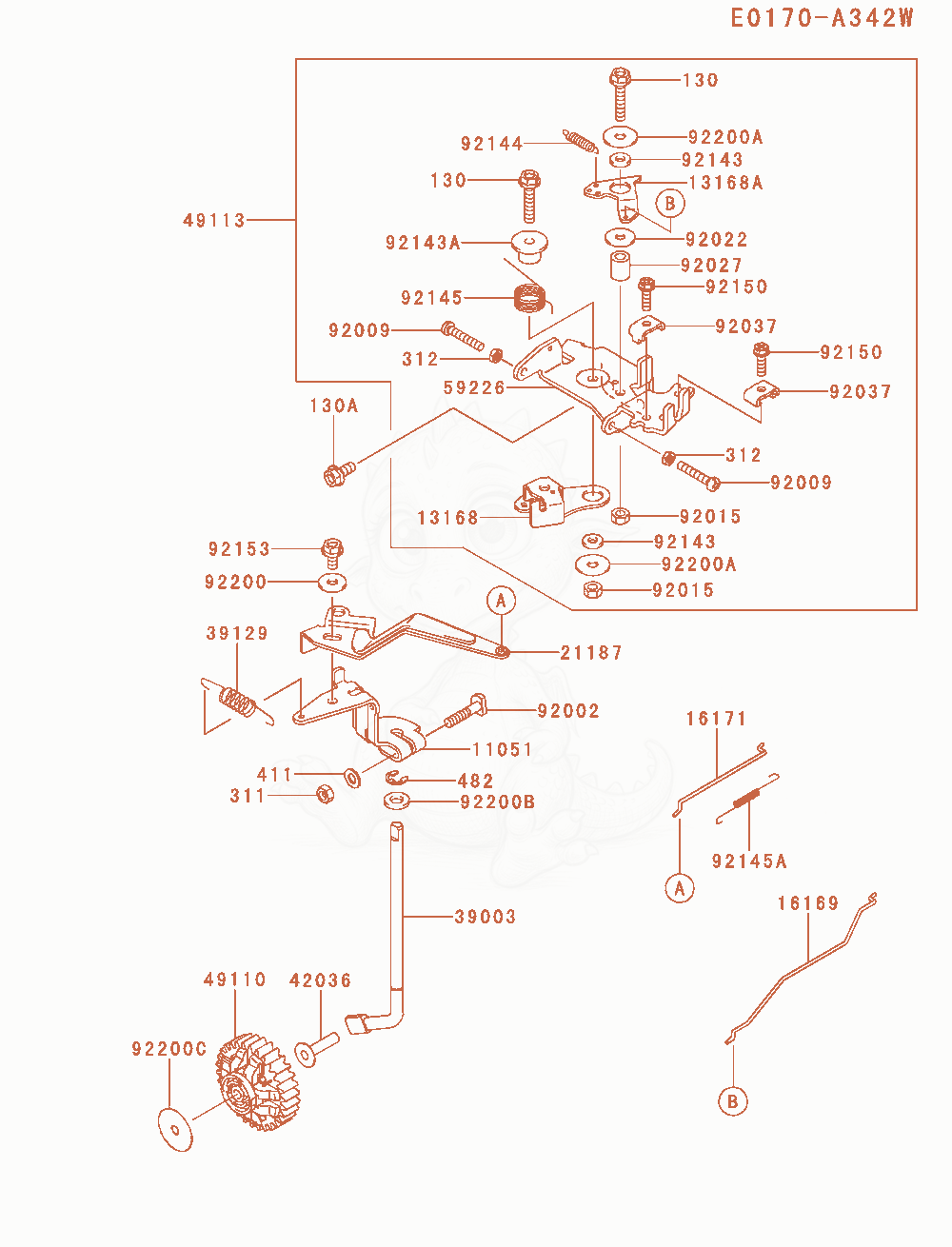 Despiece del Control-Equipment de un motor Kawasaki FD750D-NS00, con globos numerados