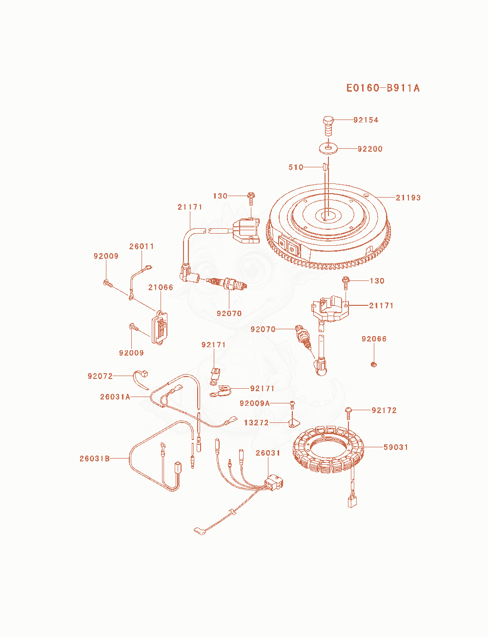 Exploded parts diagram of the Electric-Equipment of a Kawasaki FX691V-AS21 engine, with numbered balloons