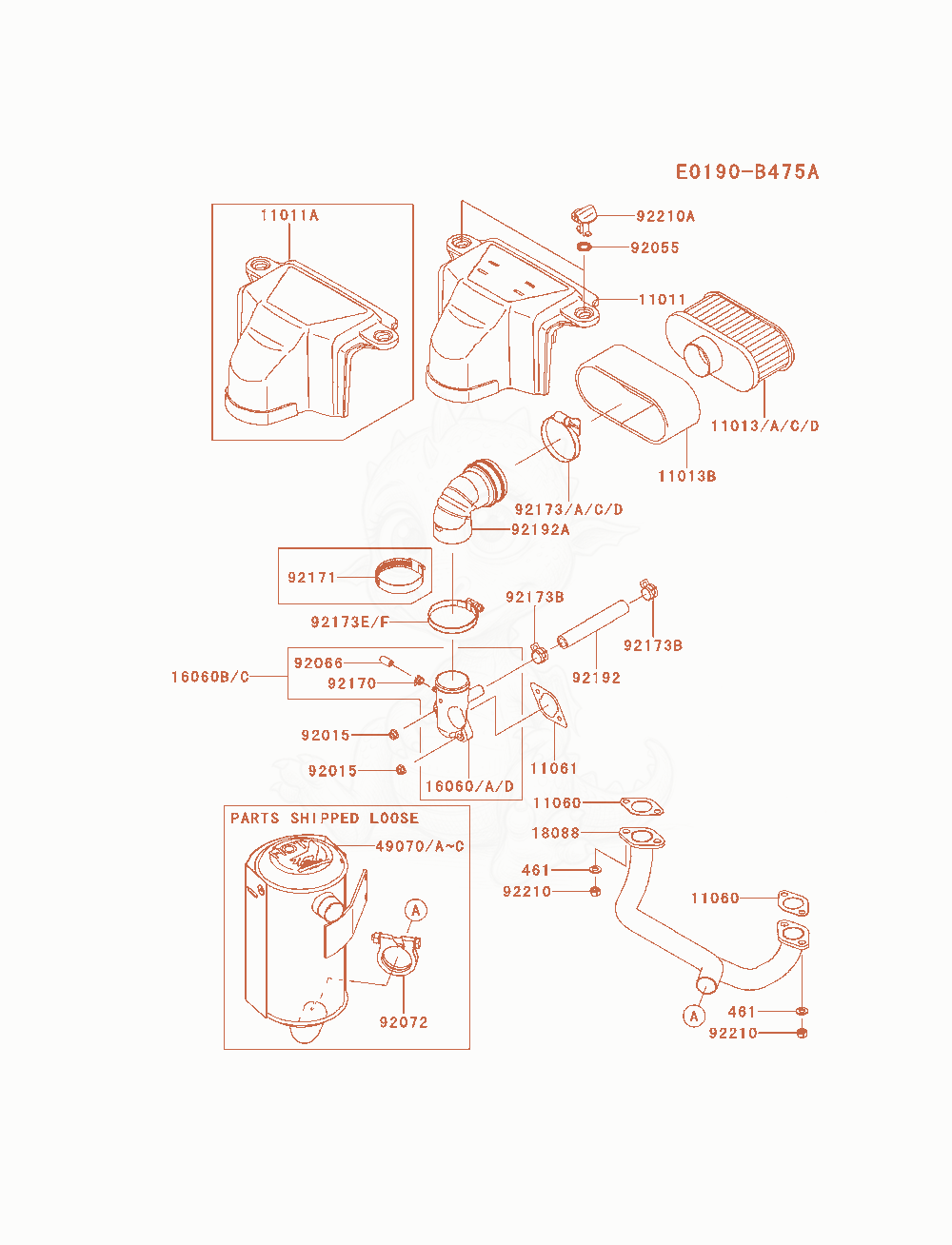 Exploded parts diagram of the Air-Filter / Muffler of a Kawasaki FS600V-AS09 engine, with numbered balloons