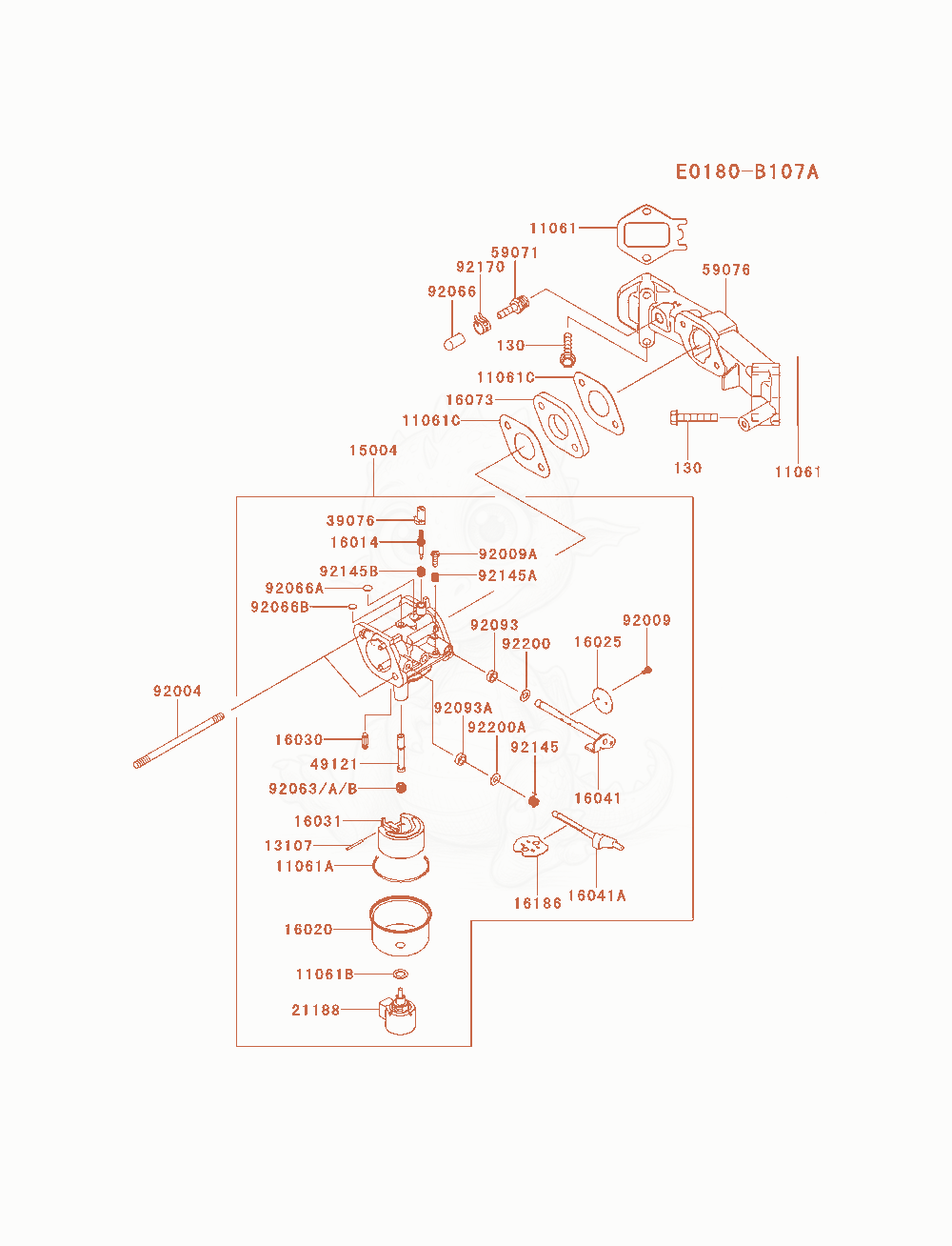 Exploded parts diagram of the Carburetor of a Kawasaki FX481V-CS10 engine, with numbered balloons