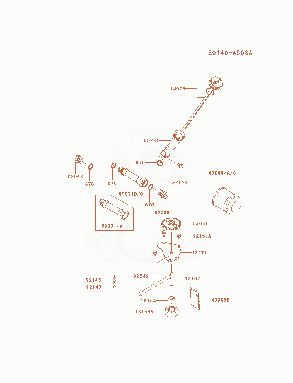 Despiece del Lubrication-Equipment de un motor Kawasaki FXT00V-AS05, con globos numerados