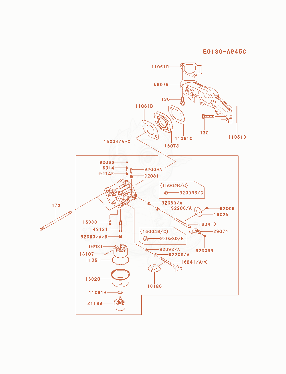 Exploded parts diagram of the Carburetor of a Kawasaki FS691V-AS10 engine, with numbered balloons
