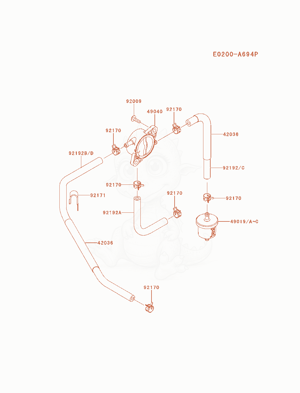 Exploded parts diagram of the Fuel-Tank / Fuel-Valve of a Kawasaki FS651V-AS00 engine, with numbered balloons
