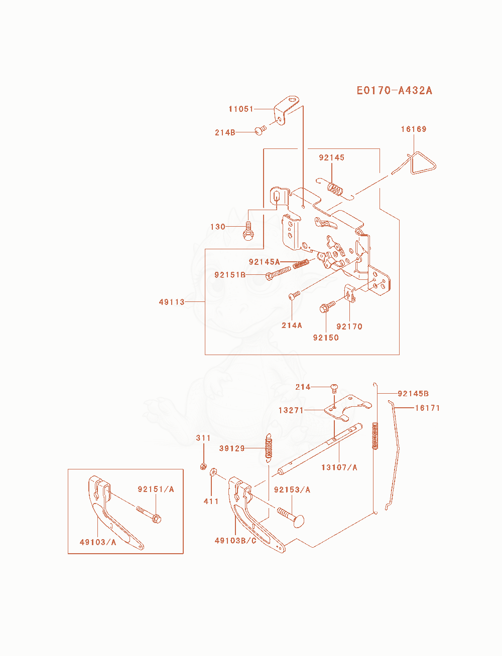 Despiece del Control-Equipment de un motor Kawasaki FH680V-AS13, con globos numerados