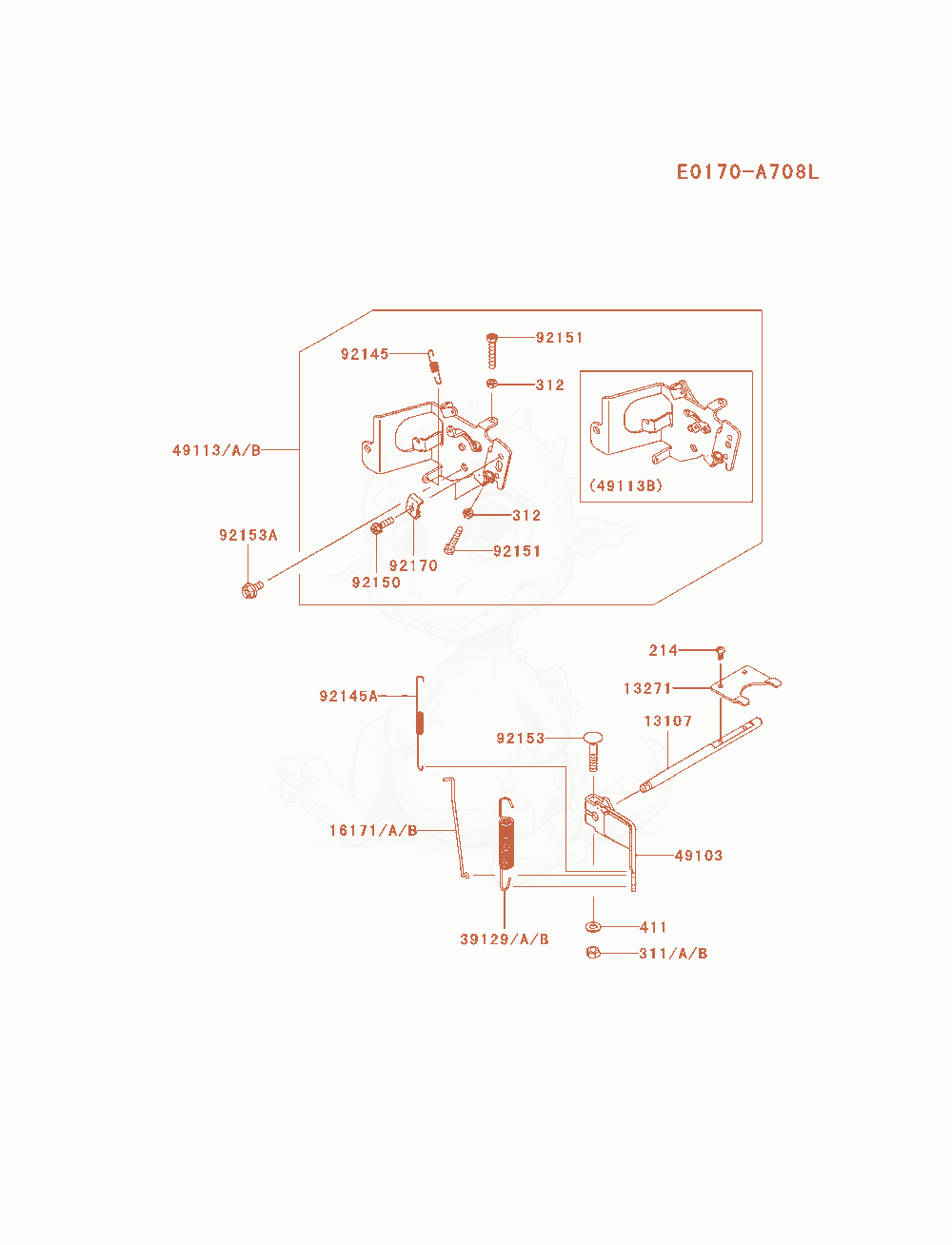 Despiece del Control-Equipment de un motor Kawasaki FS541V-AS07, con globos numerados