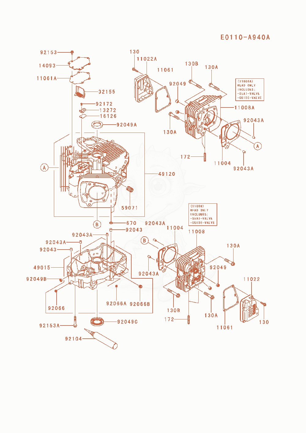 Exploded parts diagram of the Cylinder / Crankcase of a Kawasaki FX691V-AS27 engine, with numbered balloons