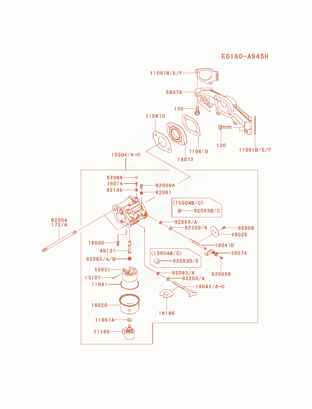Exploded parts diagram of the Carburetor of a Kawasaki FR651V-AS05 engine, with numbered balloons