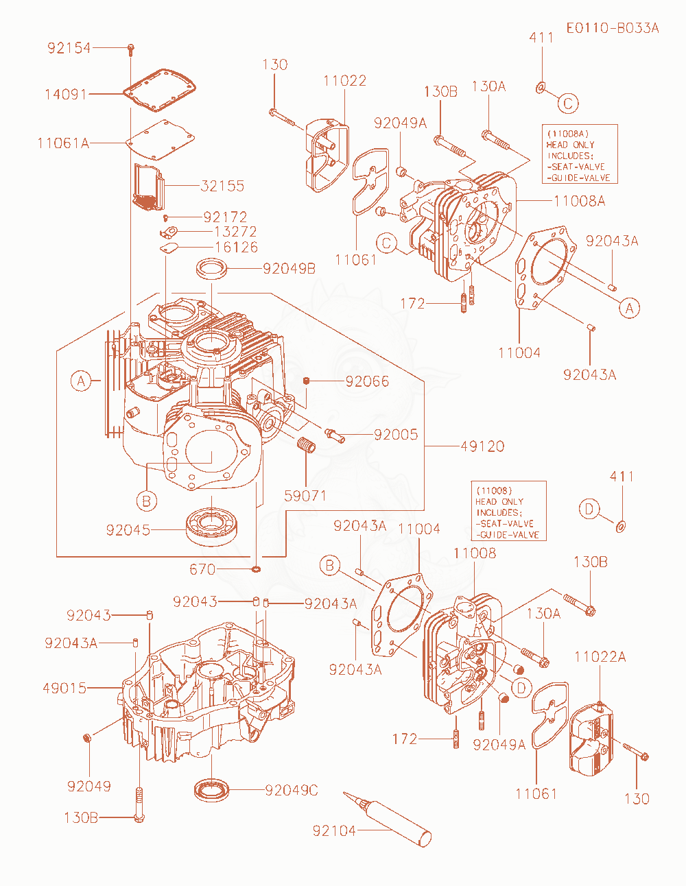 Exploded parts diagram of the Cylinder / Crankcase of a Kawasaki FX801V-AS27 engine, with numbered balloons