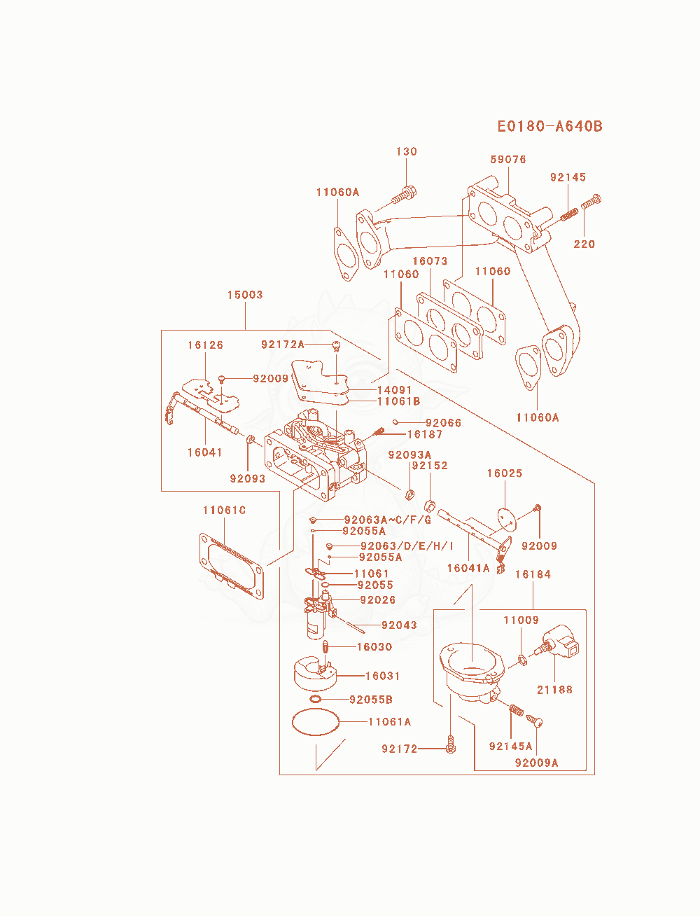 Exploded parts diagram of the Carburetor of a Kawasaki FH770D-AS01 engine, with numbered balloons