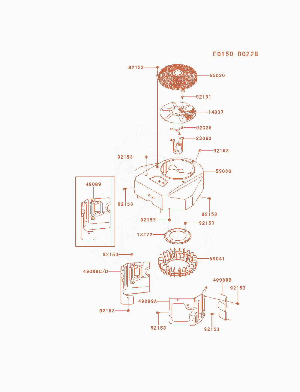 Exploded parts diagram of the Cooling-Equipment of a Kawasaki FX730V-AS13 engine, with numbered balloons