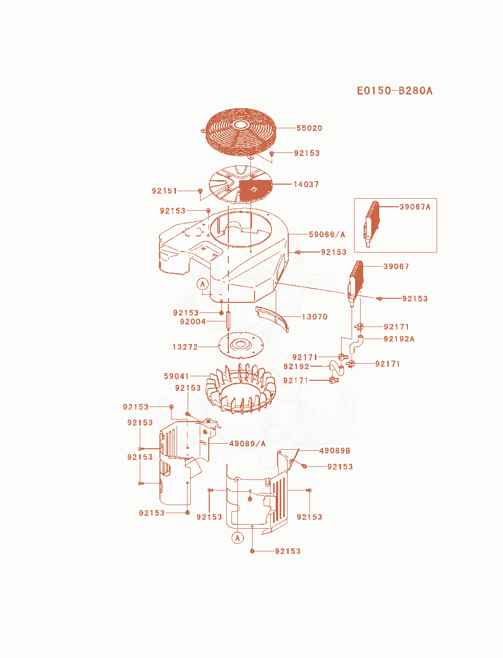 Exploded parts diagram of the Cooling-Equipment(As15) of a Kawasaki FXT00V-AS15 engine, with numbered balloons