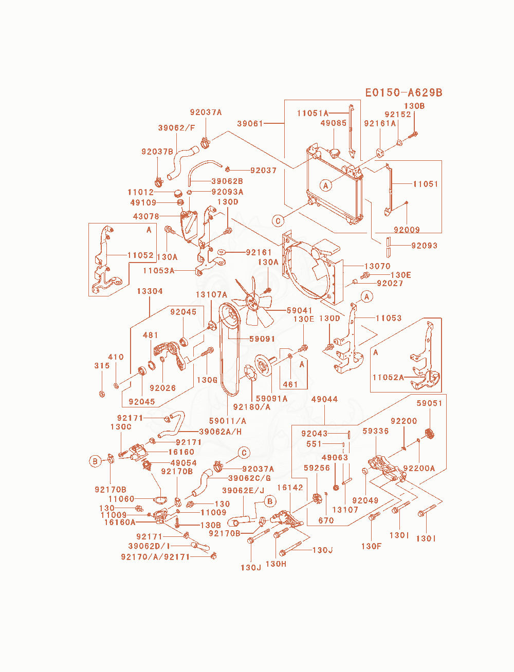 Exploded parts diagram of the Cooling-Equipment of a Kawasaki FD791D-CS05 engine, with numbered balloons