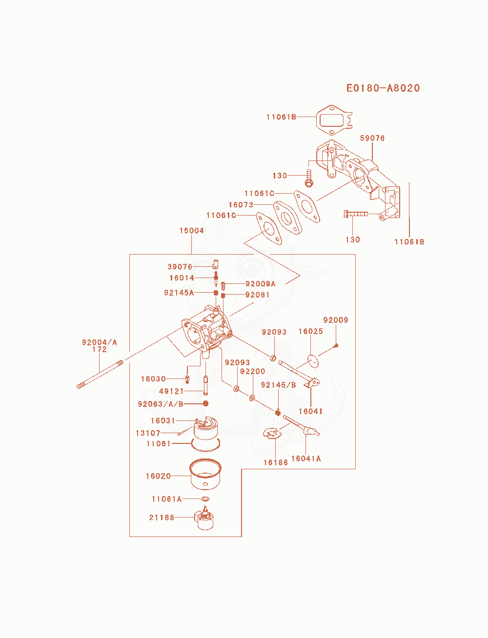 Exploded parts diagram of the Carburetor of a Kawasaki FX600V-AS05 engine, with numbered balloons