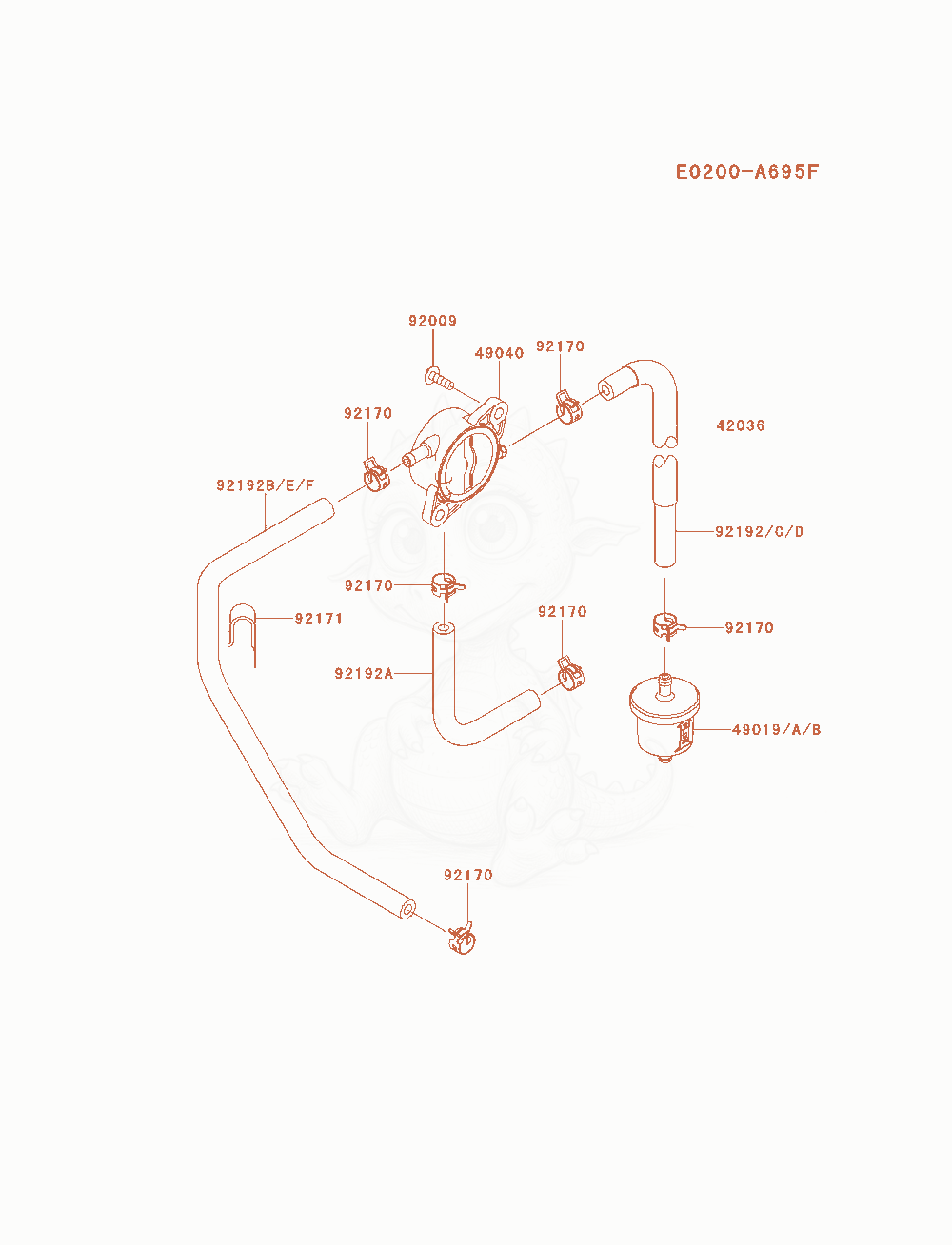 Exploded parts diagram of the Fuel-Tank / Fuel-Valve of a Kawasaki FX600V-AS01 engine, with numbered balloons
