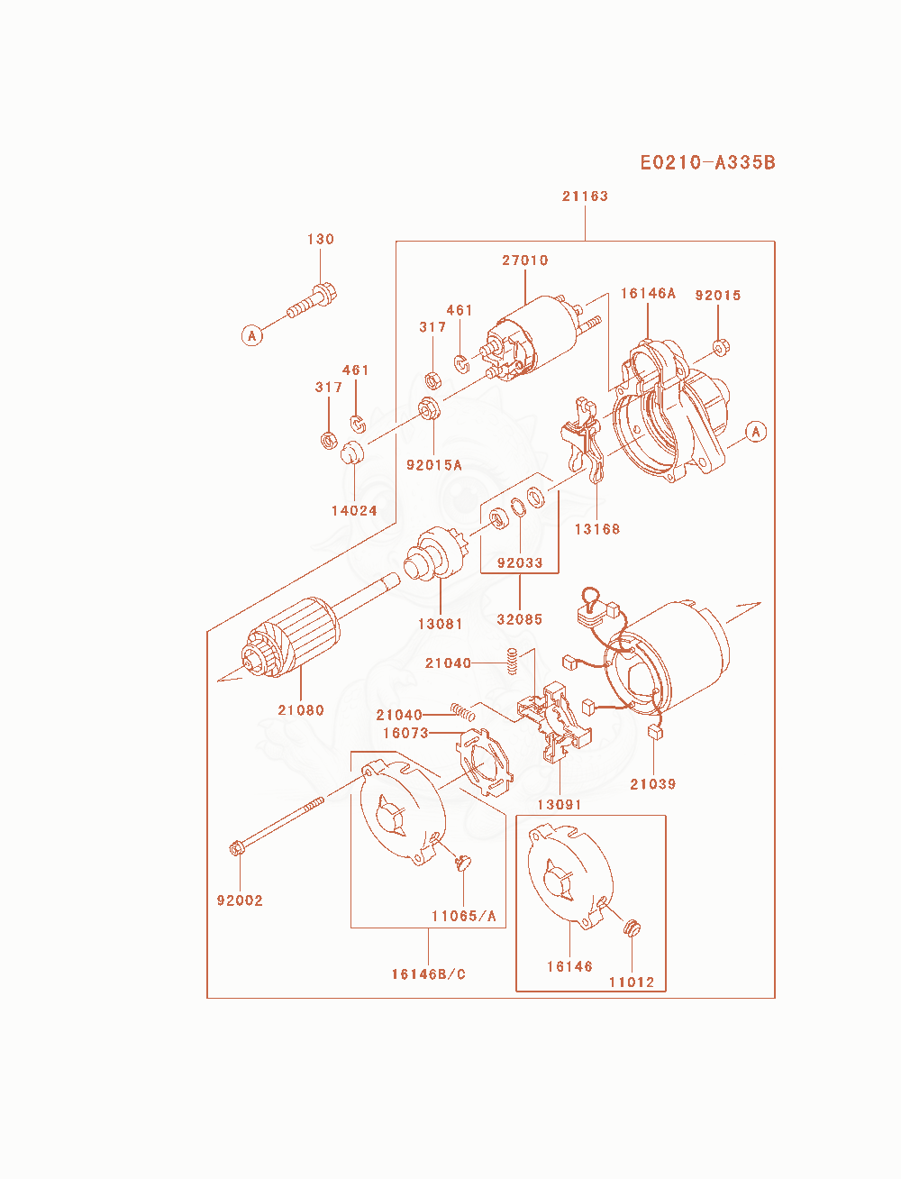 Exploded parts diagram of the Starter of a Kawasaki FD791D-AS00 engine, with numbered balloons