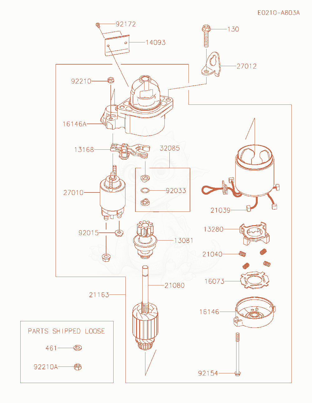 Exploded parts diagram of the Starter of a Kawasaki FX730V-AR11 engine, with numbered balloons