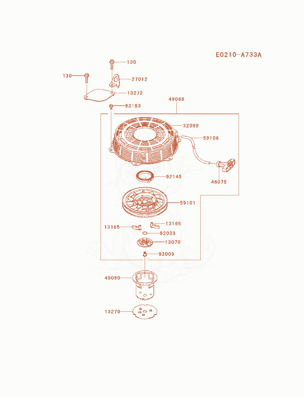 Exploded parts diagram of the Starter of a Kawasaki FX481V-ES01 engine, with numbered balloons