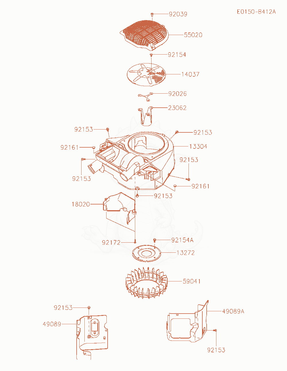 Exploded parts diagram of the Cooling-Equipment of a Kawasaki FT730V-AS11 engine, with numbered balloons