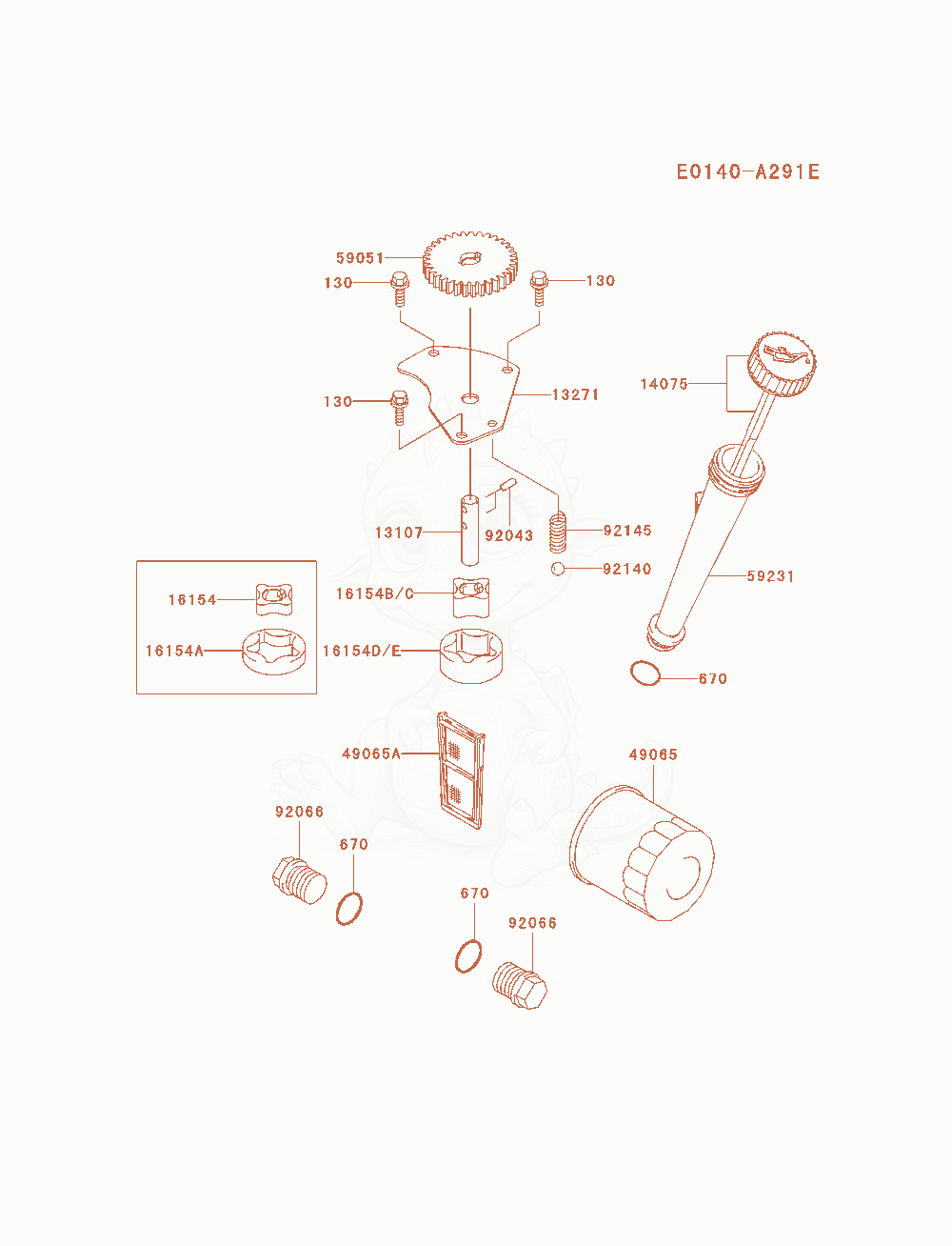 Exploded parts diagram of the Lubrication-Equipment of a Kawasaki FH680V-AS27 engine, with numbered balloons