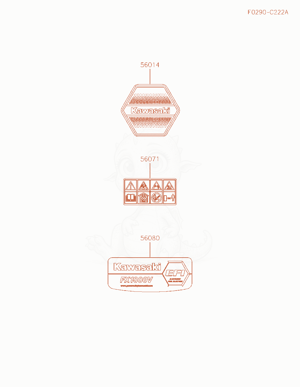 Exploded parts diagram of the Label of a Kawasaki FXT00V-AR31 engine, with numbered balloons