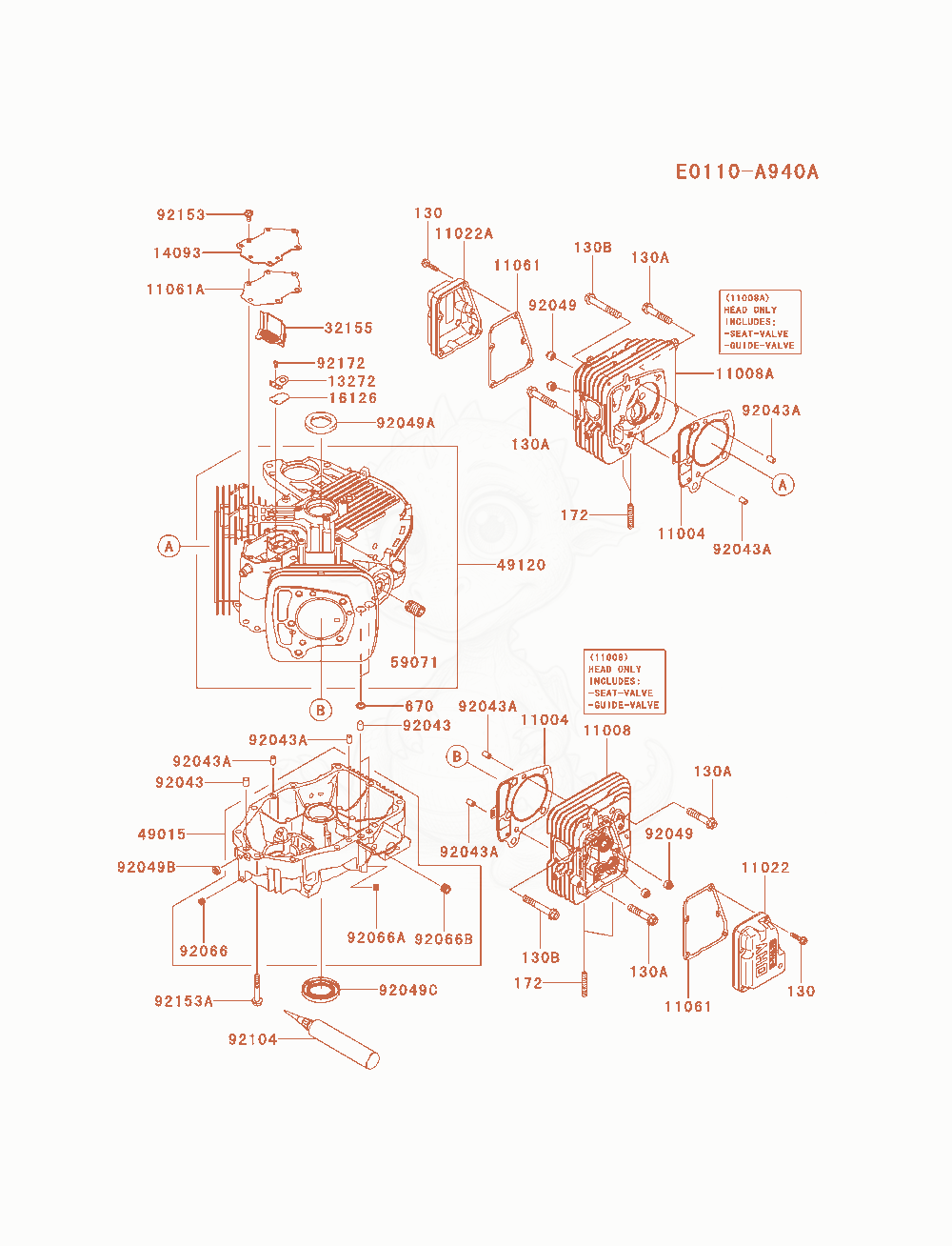 Exploded parts diagram of the Cylinder / Crankcase of a Kawasaki FX730V-AS19 engine, with numbered balloons
