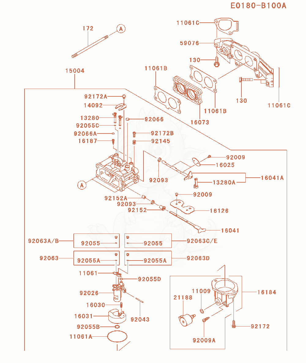 Exploded parts diagram of the Carburetor of a Kawasaki FX651V-BS12 engine, with numbered balloons