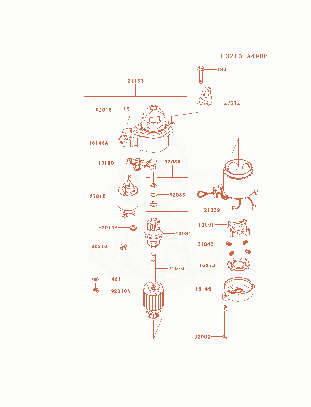 Exploded parts diagram of the Starter of a Kawasaki FX691V-AS08 engine, with numbered balloons