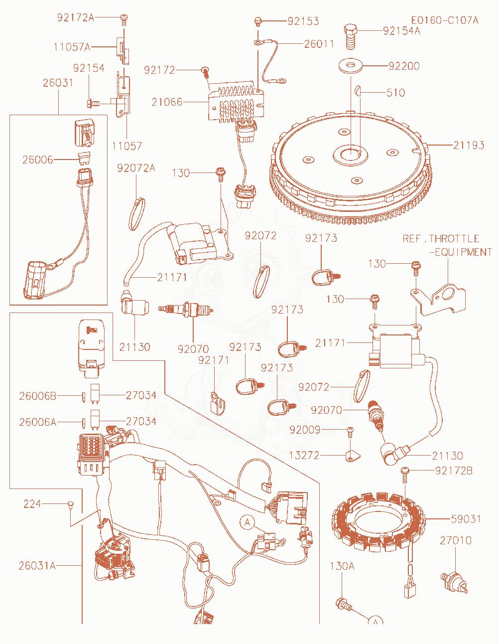 Exploded parts diagram of the Electric-Equipment( - Ft730-B14805) of a Kawasaki FT730V-BW00 engine, with numbered balloons