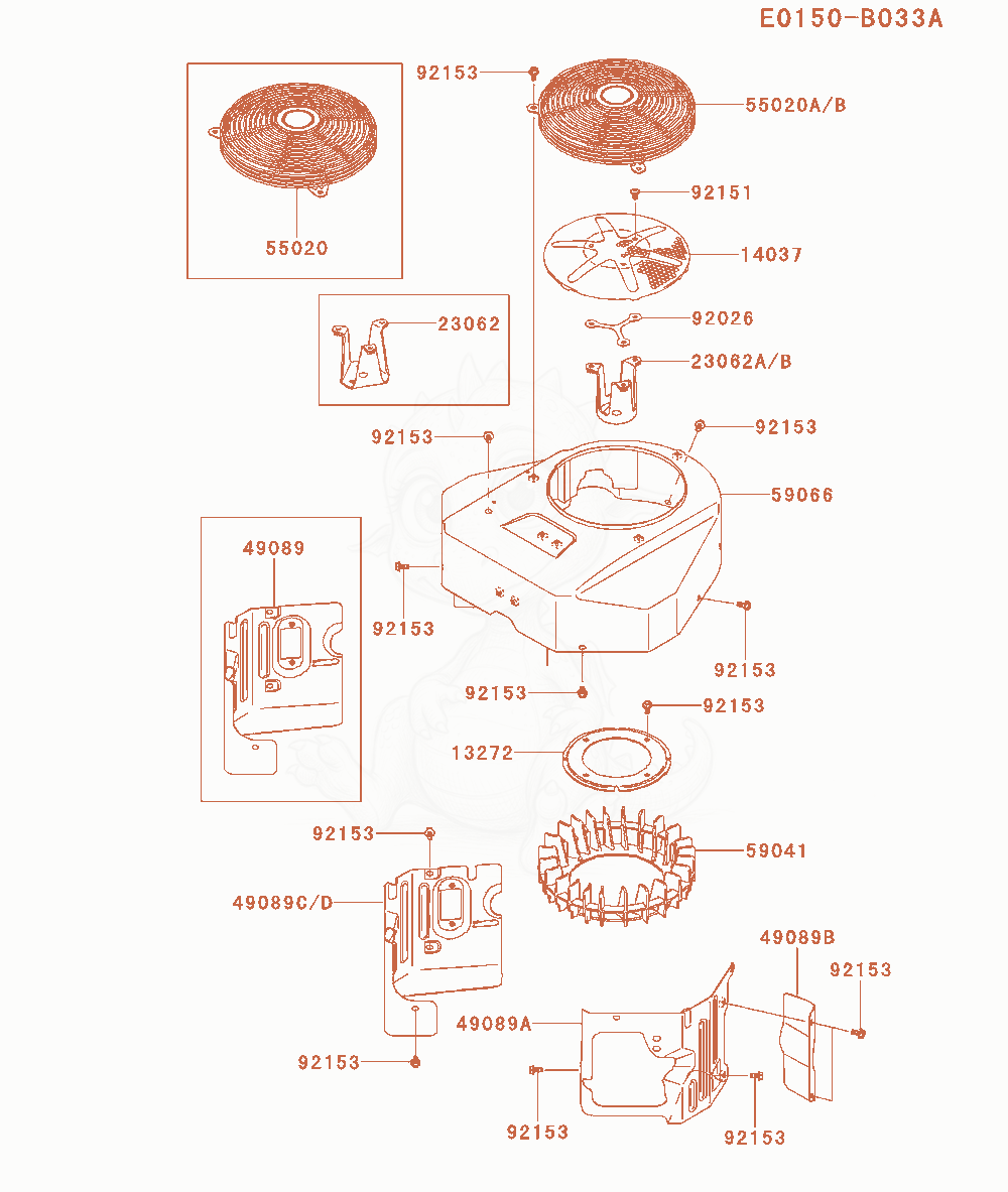 Exploded parts diagram of the Cooling-Equipment of a Kawasaki FX651V-BS00 engine, with numbered balloons