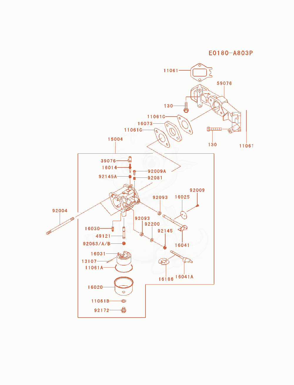 Exploded parts diagram of the Carburetor of a Kawasaki FS600V-AS03 engine, with numbered balloons