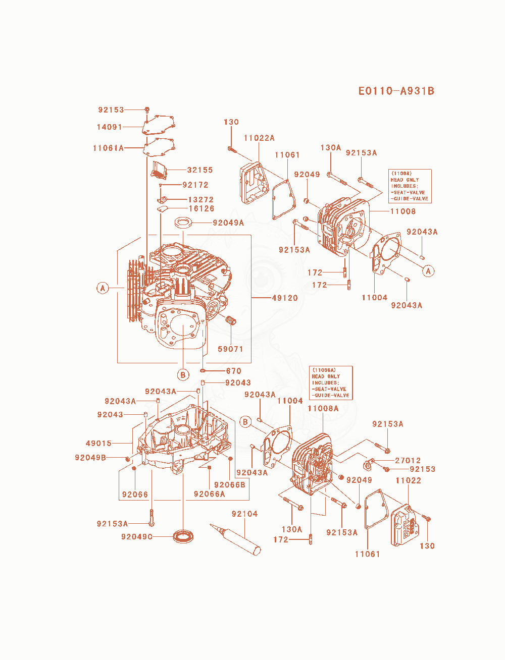 Exploded parts diagram of the Cylinder / Crankcase of a Kawasaki FX541V-ES00 engine, with numbered balloons