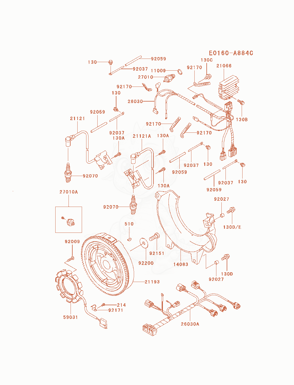 Exploded parts diagram of the Electric-Equipment of a Kawasaki FD791D-AS05 engine, with numbered balloons