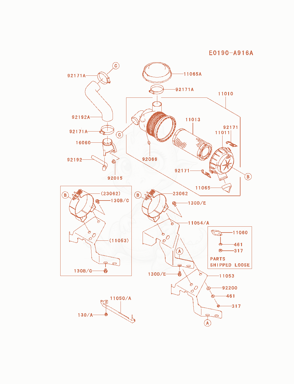 Exploded parts diagram of the Air-Filter / Muffler of a Kawasaki FH580V-AS29 engine, with numbered balloons