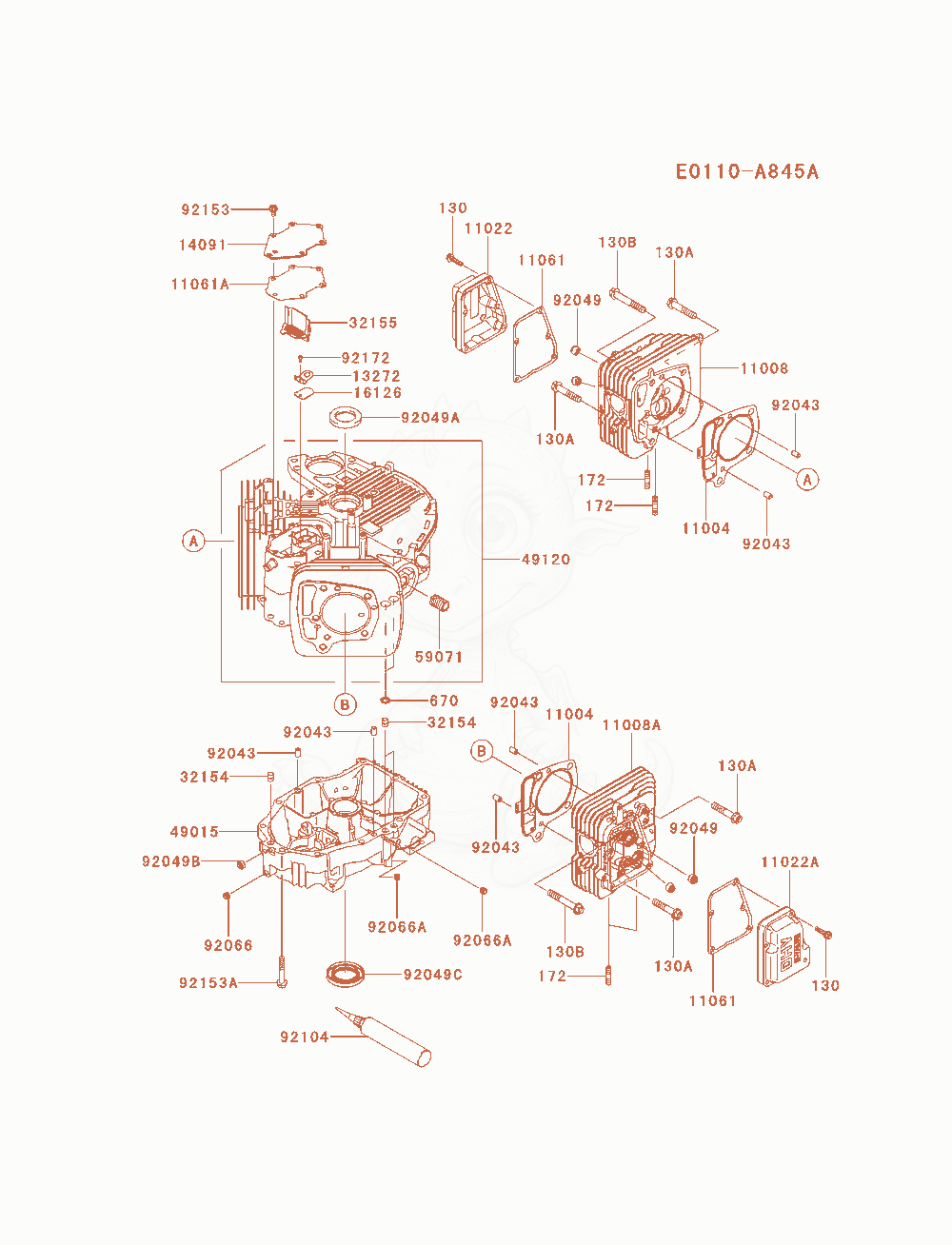 Exploded parts diagram of the Cylinder / Crankcase of a Kawasaki FS691V-AS18 engine, with numbered balloons