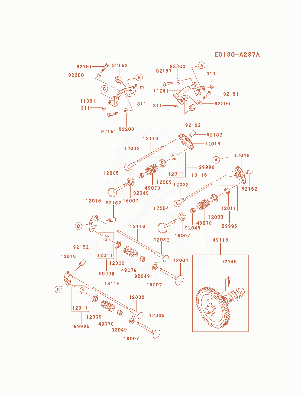 Exploded parts diagram of the Valve / Camshaft of a Kawasaki FD851D-NS00 engine, with numbered balloons