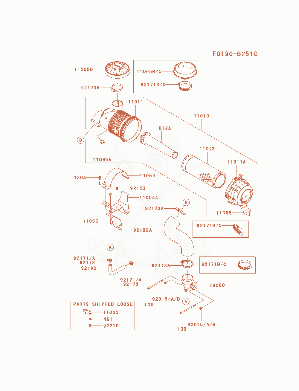 Exploded parts diagram of the Air-Filter / Muffler of a Kawasaki FX850V-AS08 engine, with numbered balloons