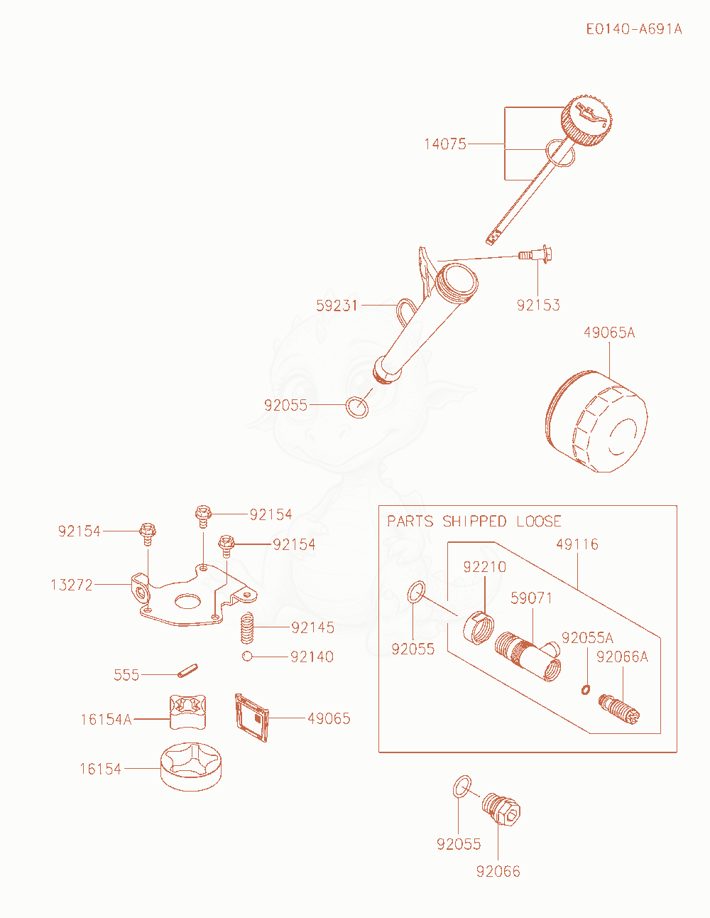 Exploded parts diagram of the Lubrication-Equipment of a Kawasaki FS691V-BE51 engine, with numbered balloons