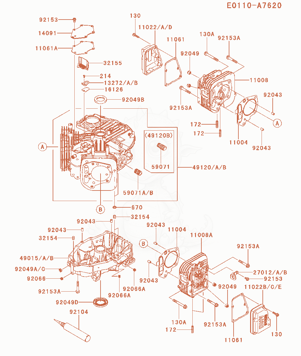 Exploded parts diagram of the Cylinder / Crankcase of a Kawasaki FX541V-CS05 engine, with numbered balloons