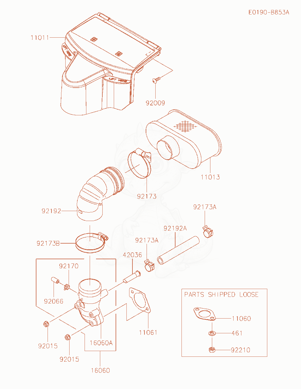 Exploded parts diagram of the Air-Filter / Muffler of a Kawasaki FR691V-AR04 engine, with numbered balloons