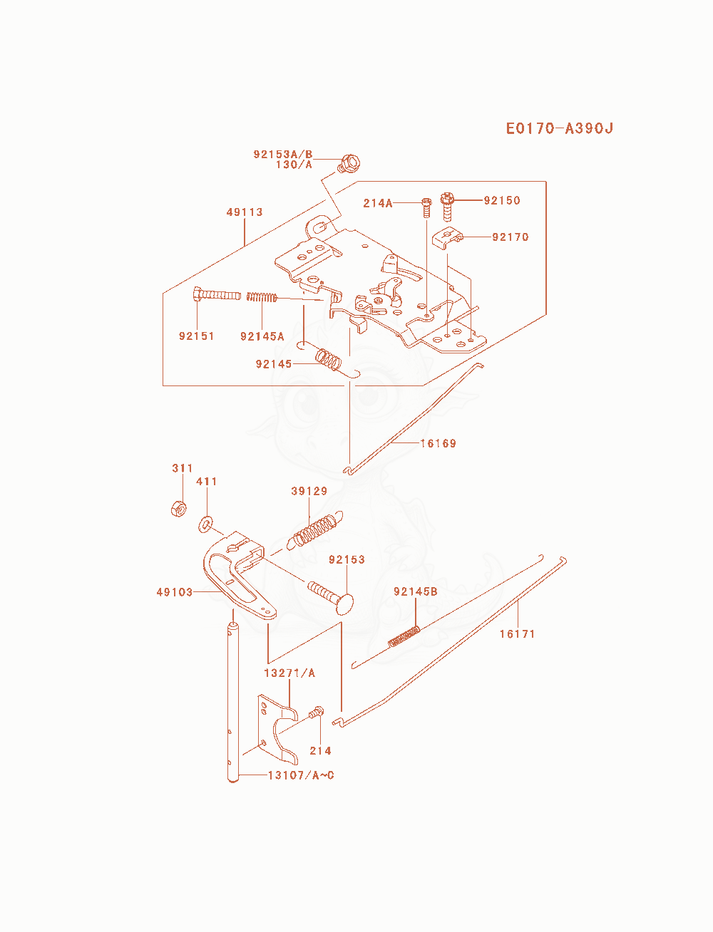 Despiece del Control-Equipment de un motor Kawasaki FH680D-CS01, con globos numerados