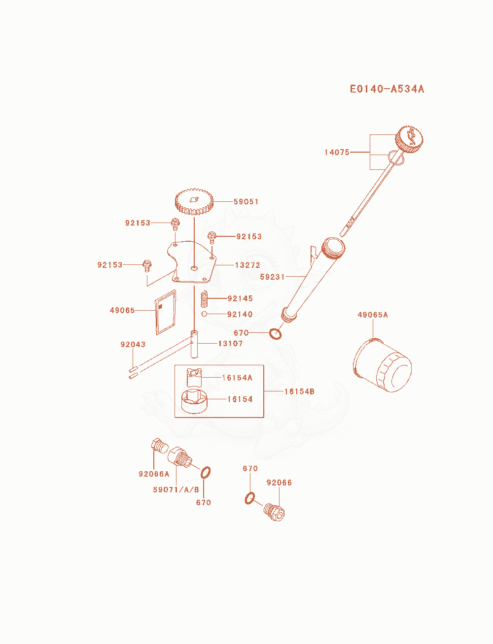 Despiece del Lubrication-Equipment de un motor Kawasaki FX801V-AS08, con globos numerados