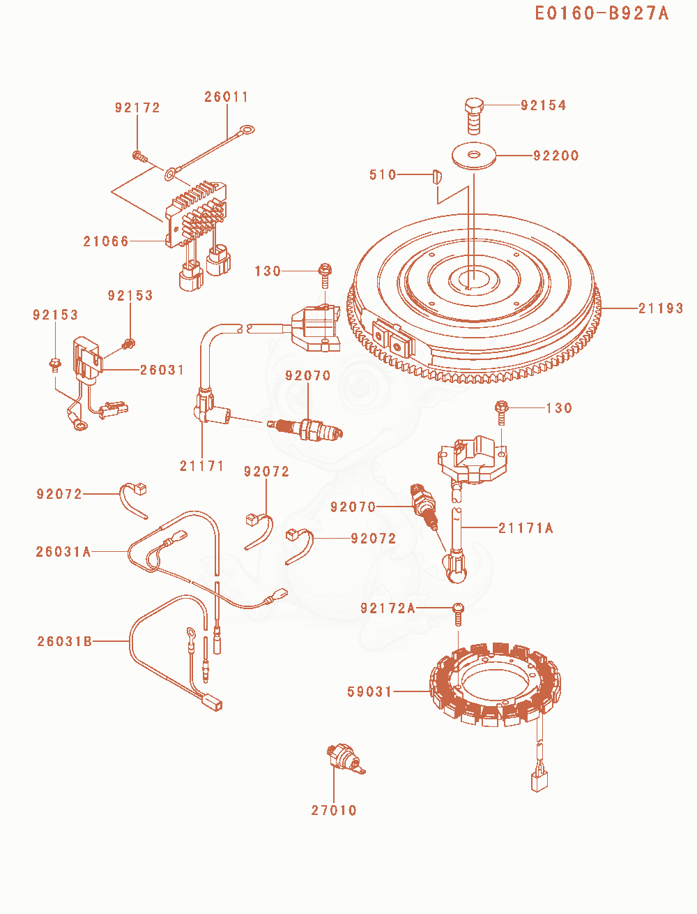 Exploded parts diagram of the Electric-Equipment of a Kawasaki FXT00V-AS21 engine, with numbered balloons