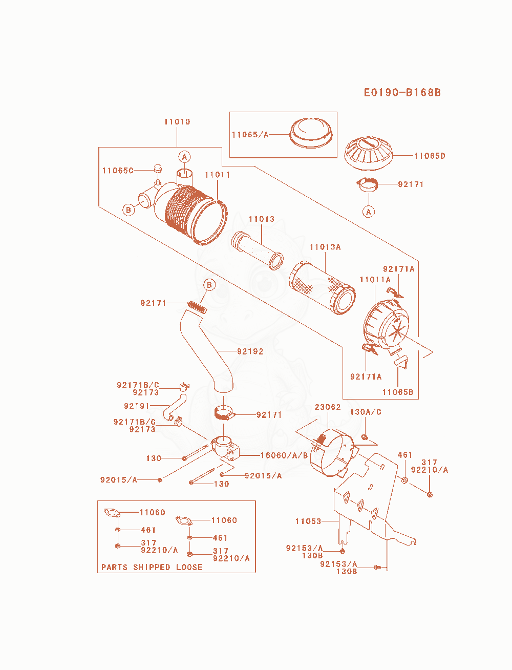Exploded parts diagram of the Air-Filter / Muffler of a Kawasaki FH680V-ES32 engine, with numbered balloons