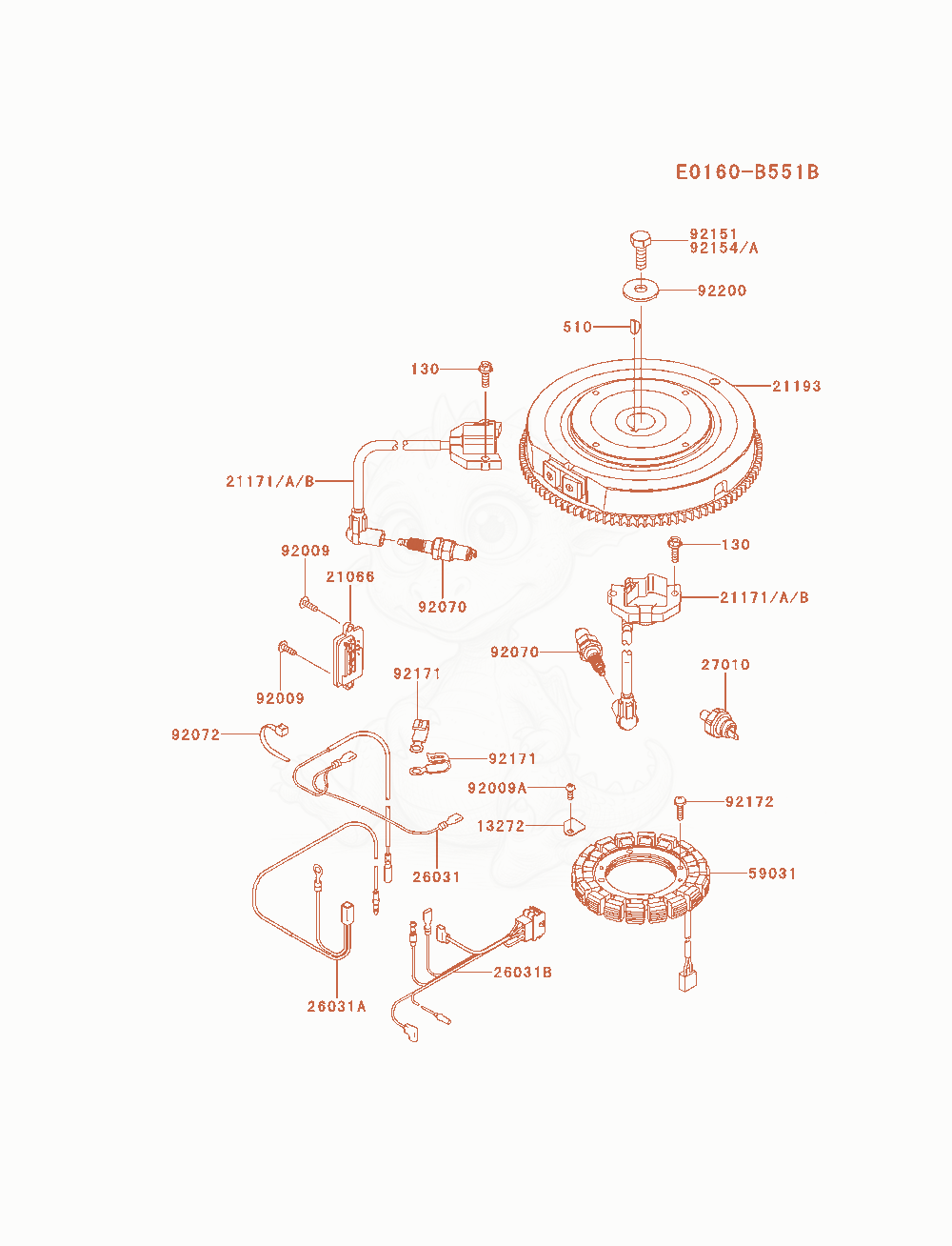 Exploded parts diagram of the Electric-Equipment of a Kawasaki FX730V-AS04 engine, with numbered balloons