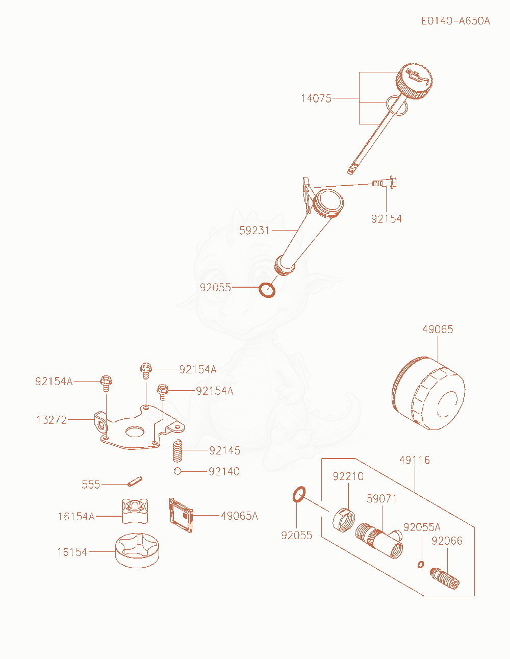 Despiece del Lubrication-Equipment de un motor Kawasaki FS730V-AS26, con globos numerados