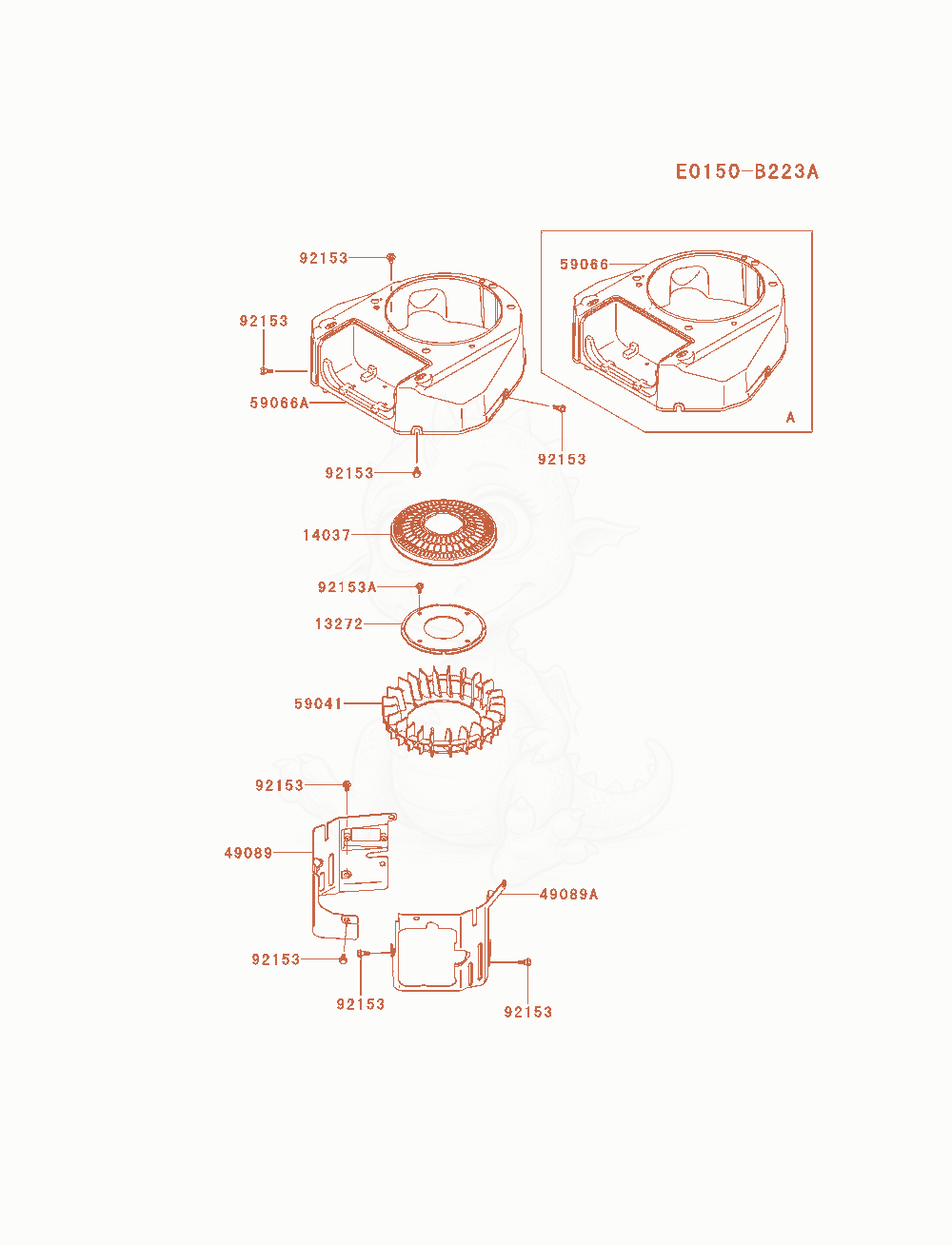 Exploded parts diagram of the Cooling-Equipment of a Kawasaki FS600V-AS13 engine, with numbered balloons