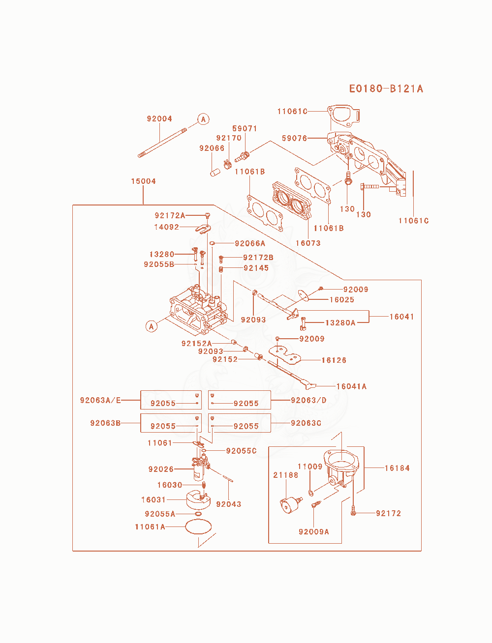 Exploded parts diagram of the Carburetor(2 / 2) of a Kawasaki FX691V-AS20 engine, with numbered balloons