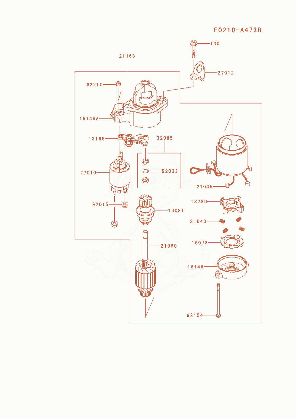 Exploded parts diagram of the Starter of a Kawasaki FX691V-AS27 engine, with numbered balloons