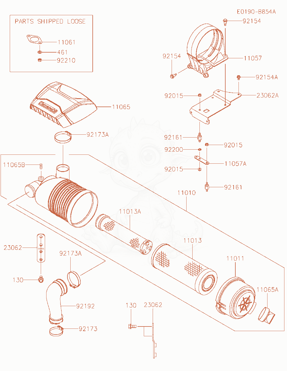 Exploded parts diagram of the Air-Filter / Muffler of a Kawasaki FXT00V-AR31 engine, with numbered balloons