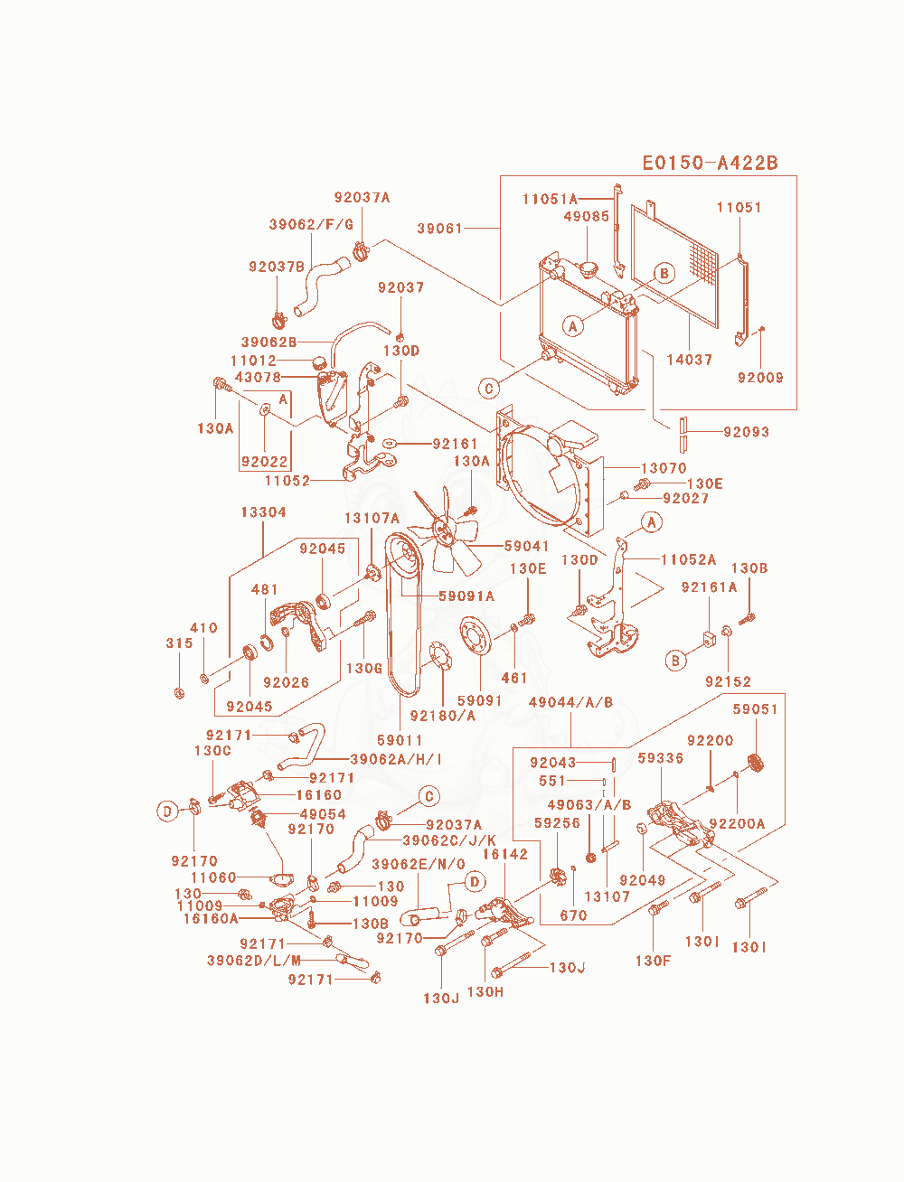 Exploded parts diagram of the Cooling-Equipment of a Kawasaki FD791D-AS00 engine, with numbered balloons